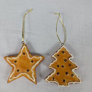 Cookie Ornaments Chocolate Chip Gingerbread Frosted Glazed Brown White Holiday